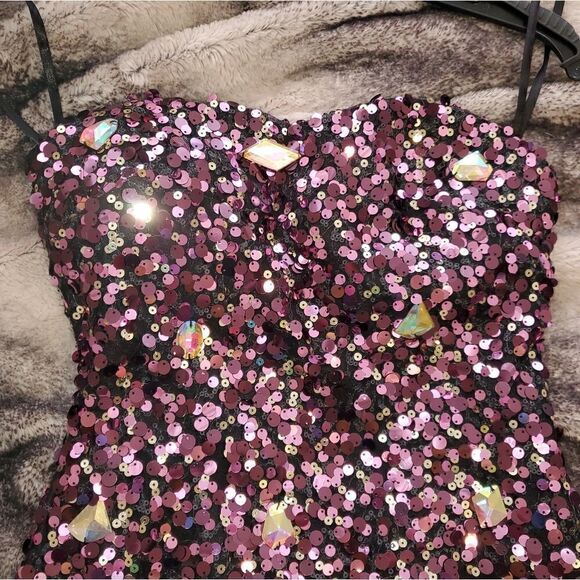 Poly usa pink sequin jeweled dress xs - Picture 8 of 12